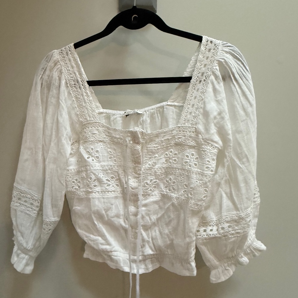 Cute American Eagle White Boho Casual Top